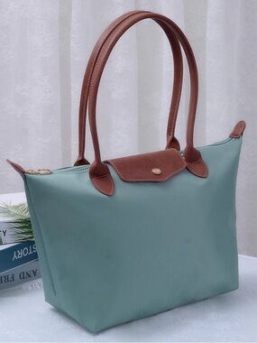 The Dorian Elegant Mint Green Tote Bag with Brown Accents
